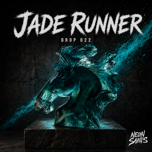JADE RUNNER campaign artwork — Neon Saints DROP 022