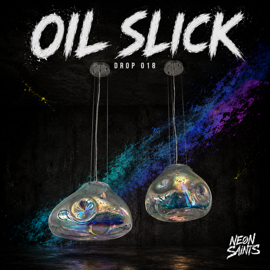 OIL SLICK campaign artwork — Neon Saints DROP 018