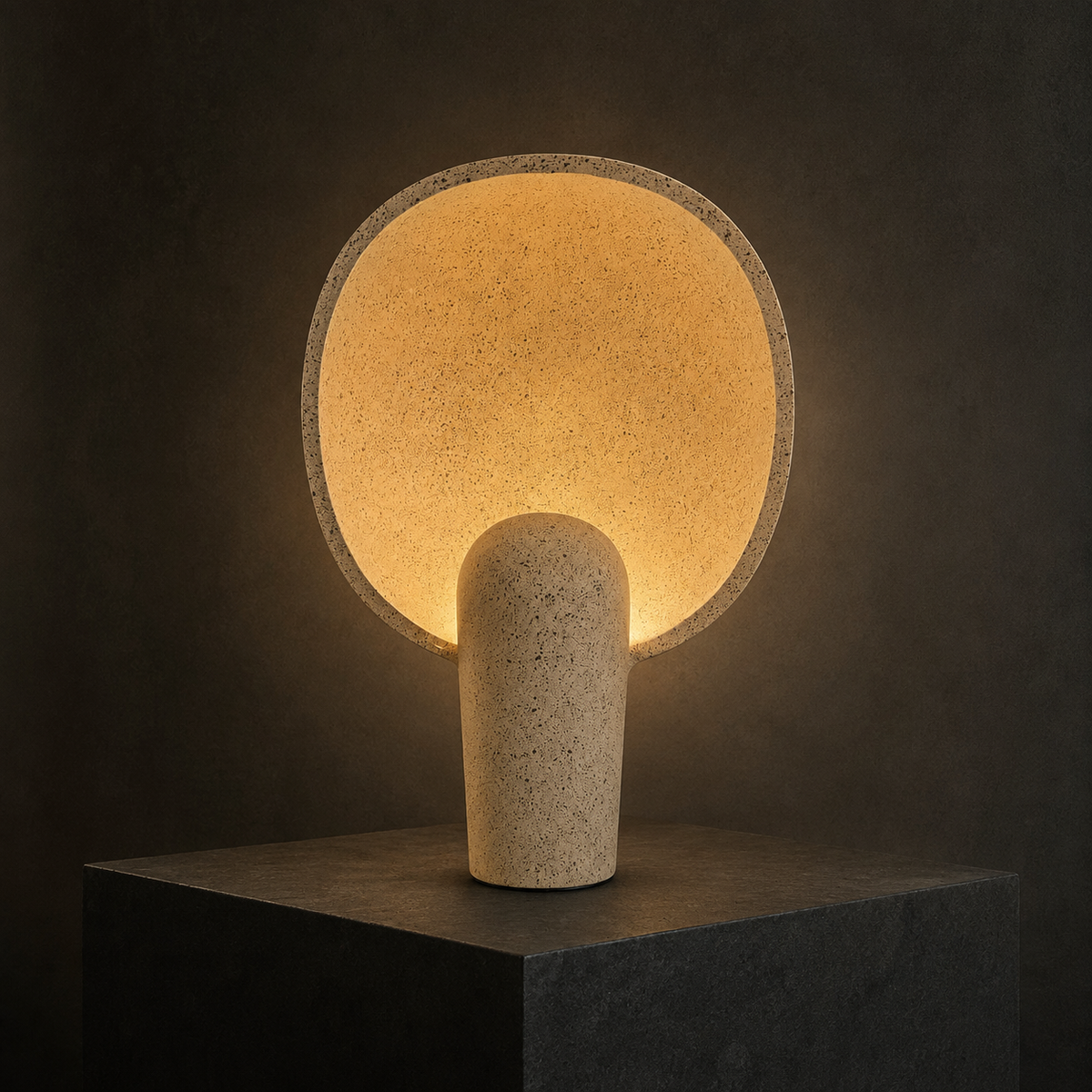 ECLIPSE stone textured circular halo table lamp
