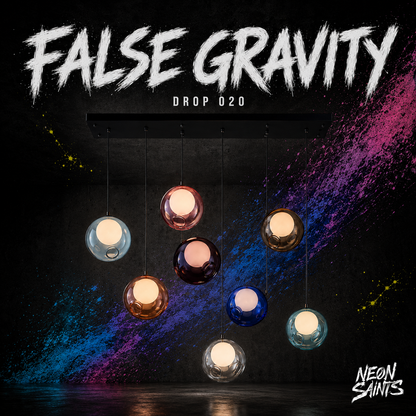 FALSE GRAVITY campaign artwork — Neon Saints DROP 020