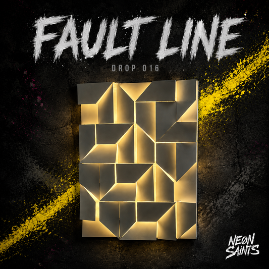 FAULT LINE campaign artwork — Neon Saints DROP 016
