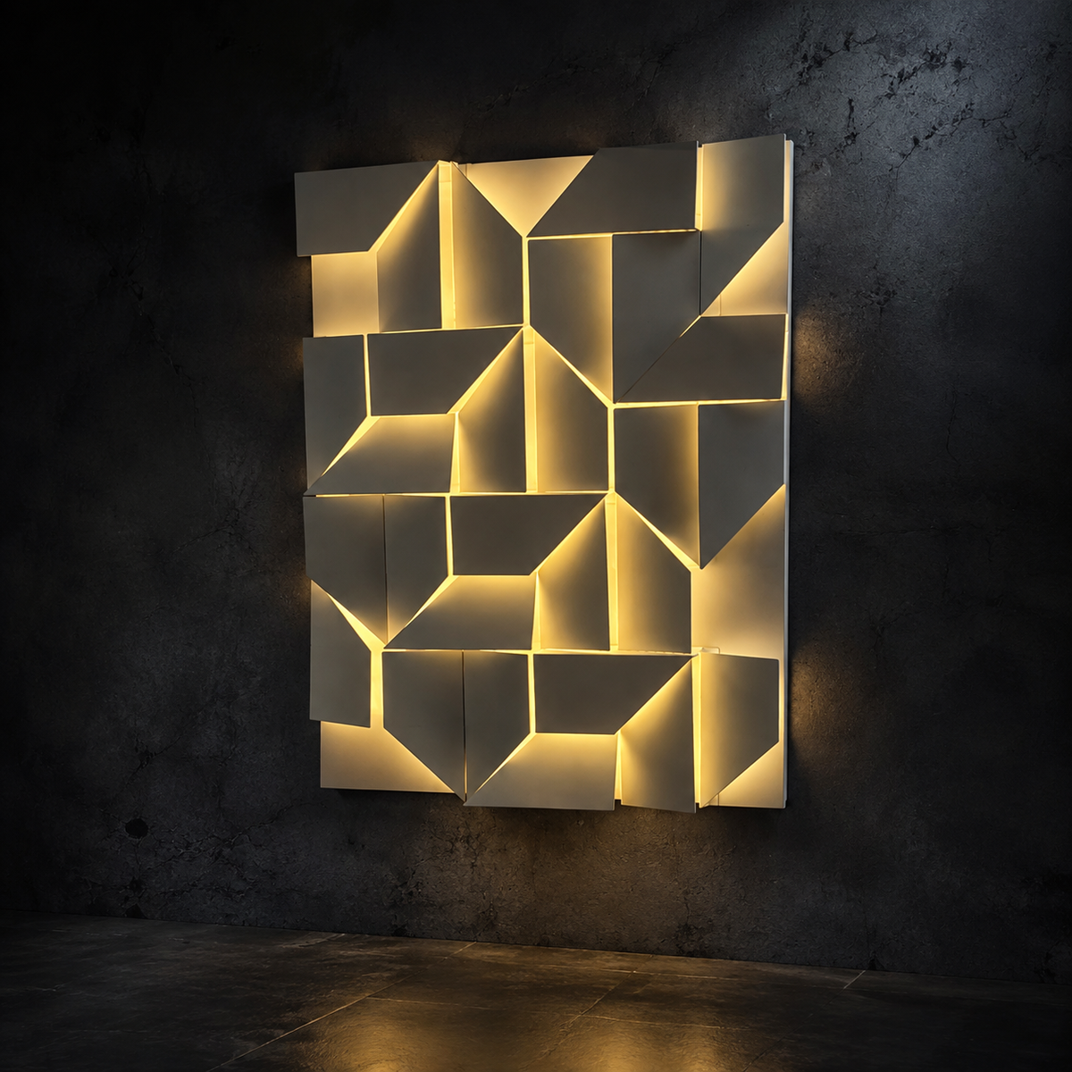 FAULT LINE illuminated geometric wall panel — Neon Saints DROP 016