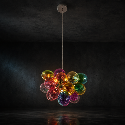 GLASS RIOT multicolour globe cluster pendant — Neon Saints DROP 019
