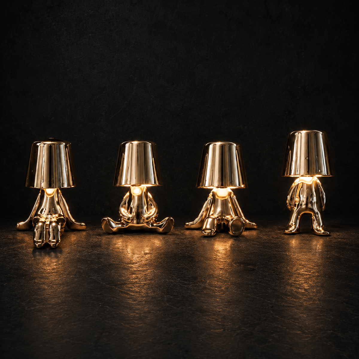GOLD FIGURES four character lamps clean product view