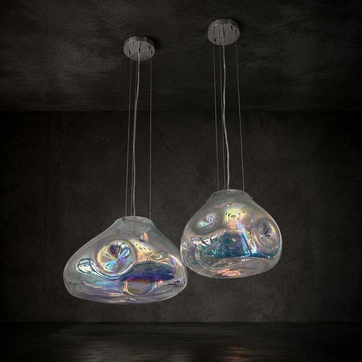 OIL SLICK iridescent pendant lights — Neon Saints DROP 018