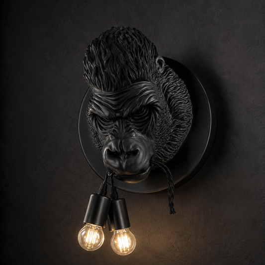 PRIMAL black gorilla wall sculpture lamp