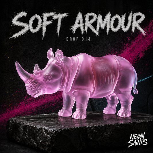 SOFT ARMOUR — DROP 014 Neon Saints campaign artwork