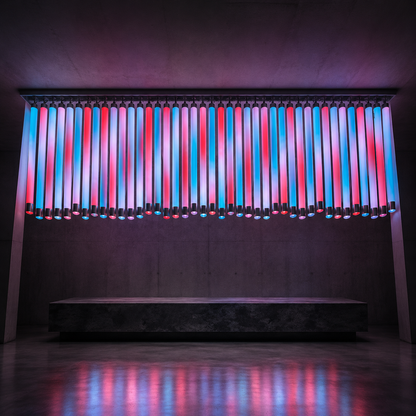 STATIC RAIN multicolour tube installation — Neon Saints DROP 026