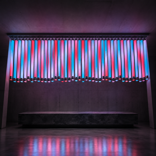 STATIC RAIN multicolour tube installation — Neon Saints DROP 026