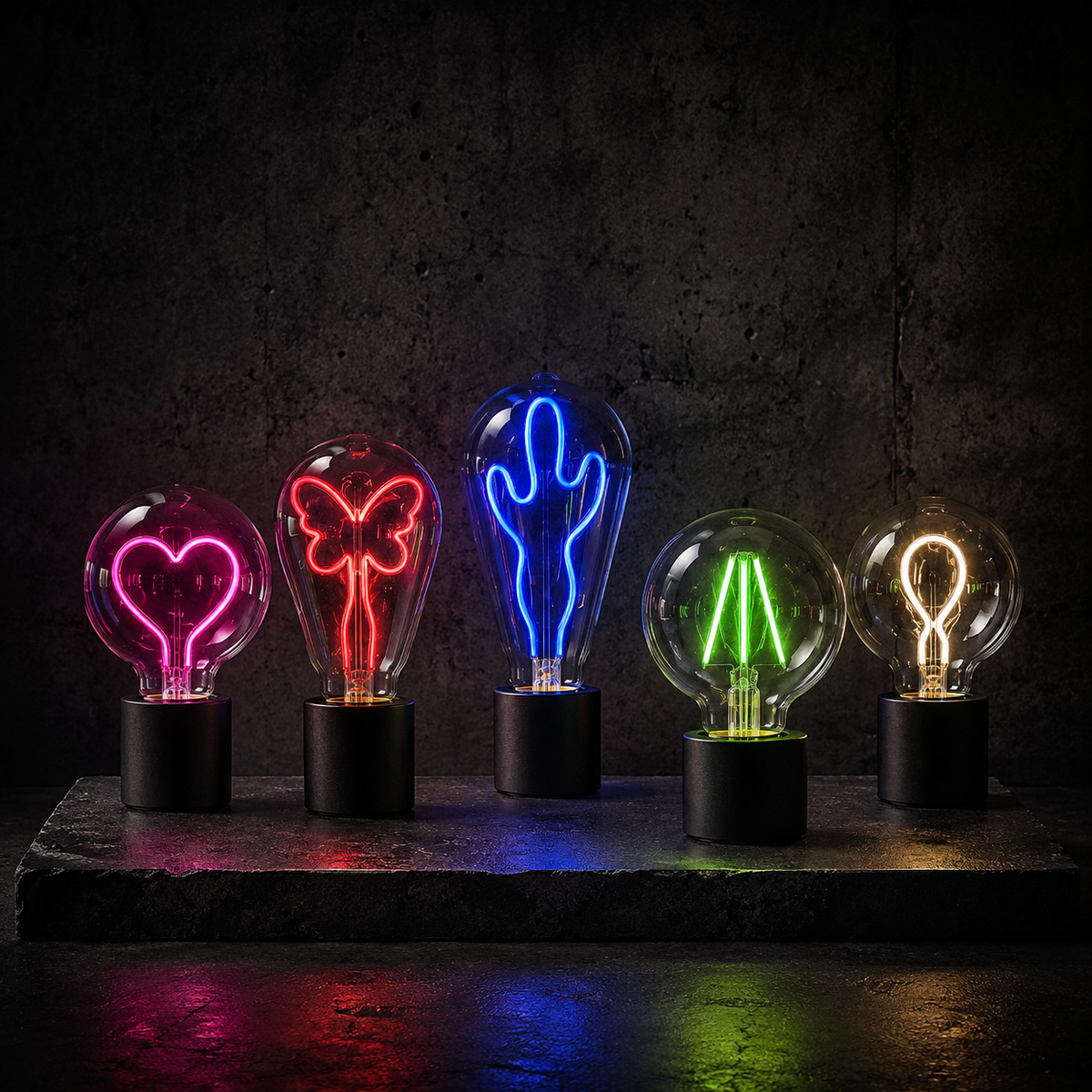 WILD CURRENT coloured sculptural filament bulb collection — product view